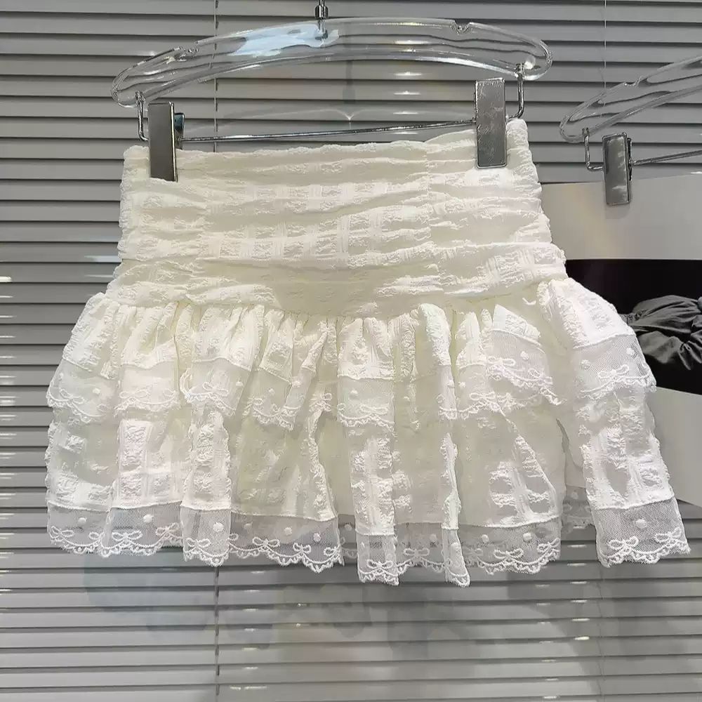 Korean chic summer new sweet lace ballet pure and stylish high waist flower bud skirt lace skirt skirt women's trendy