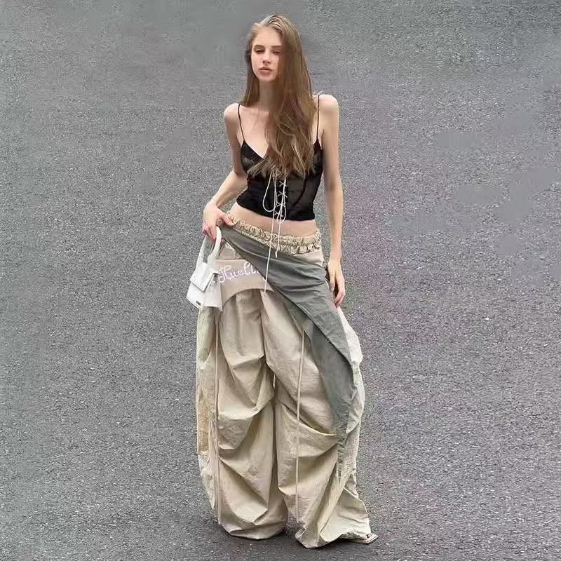 Original quality practice American layered work pants Street hot girl style versatile new style design niche pants