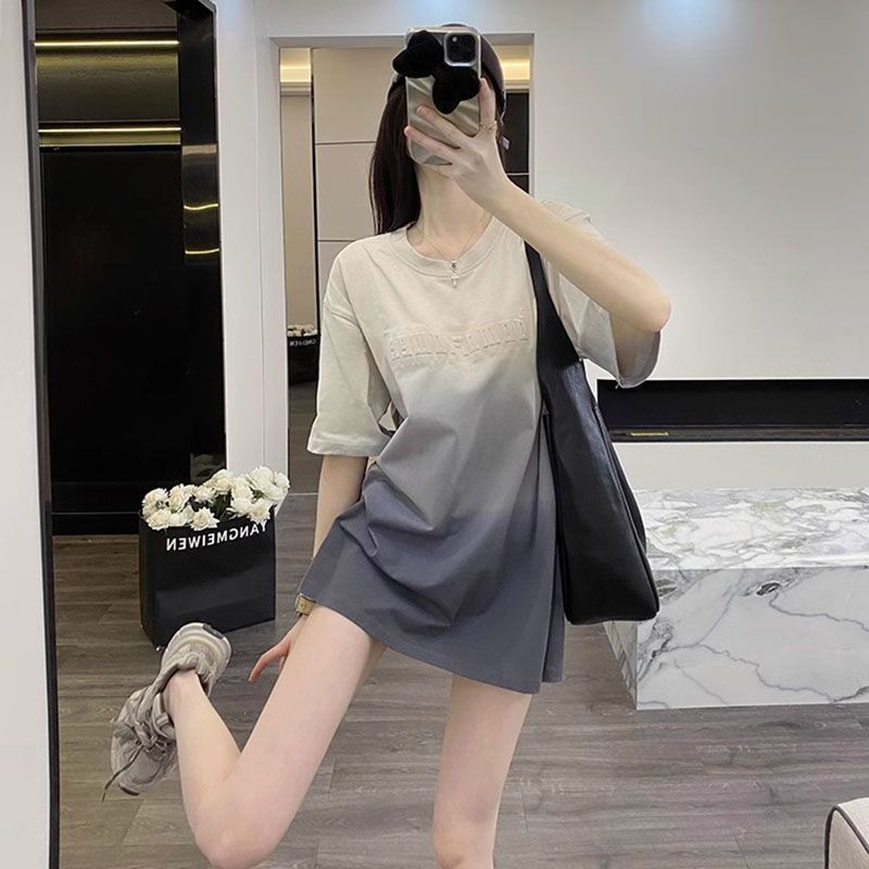 Tmall quality 40 pieces 210 grams new women's gray short-sleeved women's summer fashion brand loose version