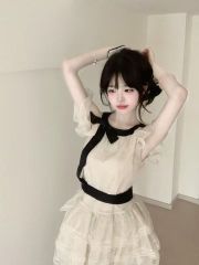 Korean atmosphere dress French off-shoulder dress for women's summer new birthday dress high-end cake skirt