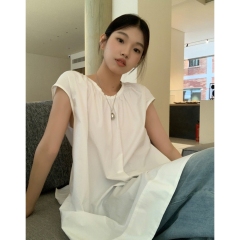 Korean chic white shirt women's summer new shirt women's French shirt design niche hot girl sleeveless top