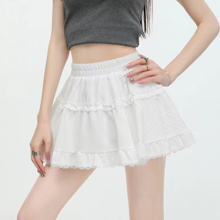 Original method ~ Ballet style lace splicing cake skirt with a small high waist slim A-line puffy short skirt
