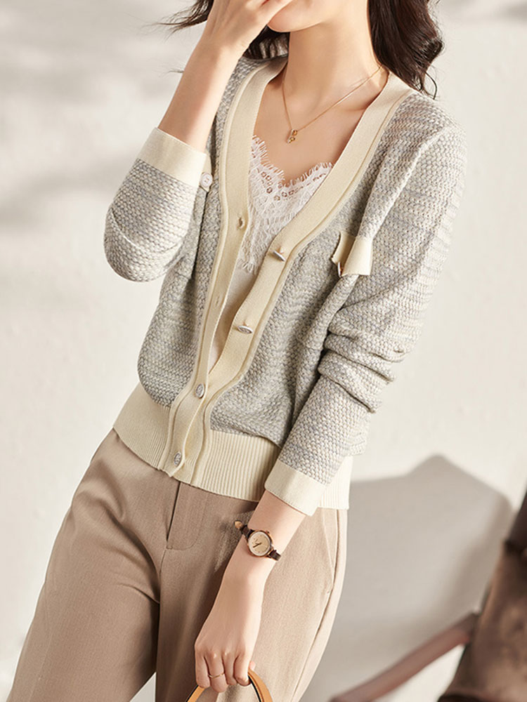 Tender temperament knitted cardigan for women 2025 spring new small short wool blend jacket
