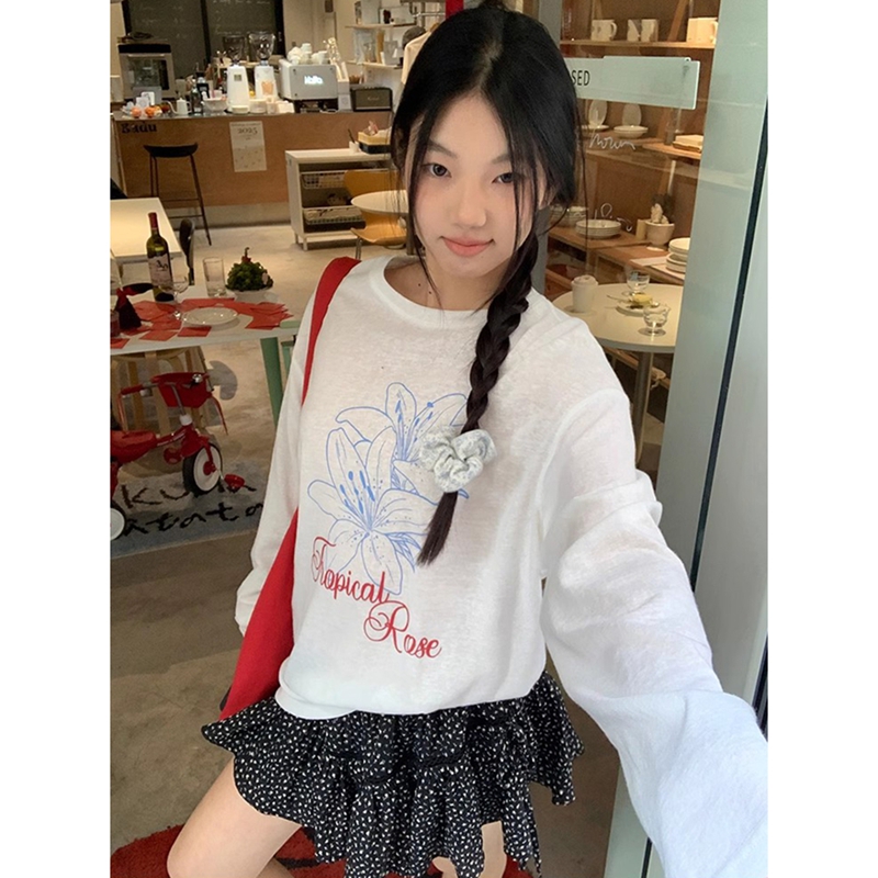 Official photo original fabric summer new style Red Man Pavilion sunscreen blouse long-sleeved T-shirt wide Korean top
