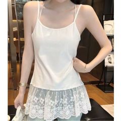2025 new Korean pure lace spliced ​​suspender vest for summer women's inner slim sexy top