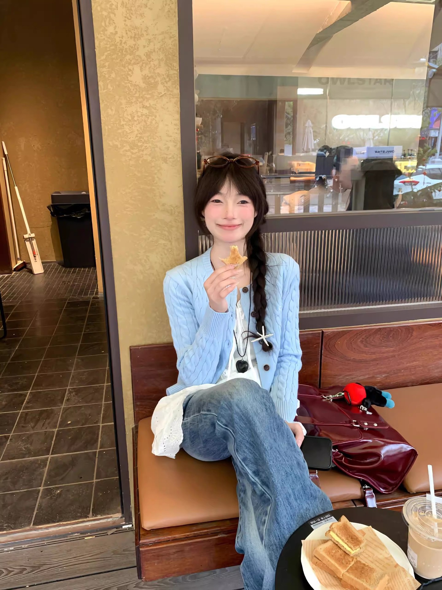 Women's sweater jacket for spring outfit Korean early spring new style 2025 top bow with knitted cardigan
