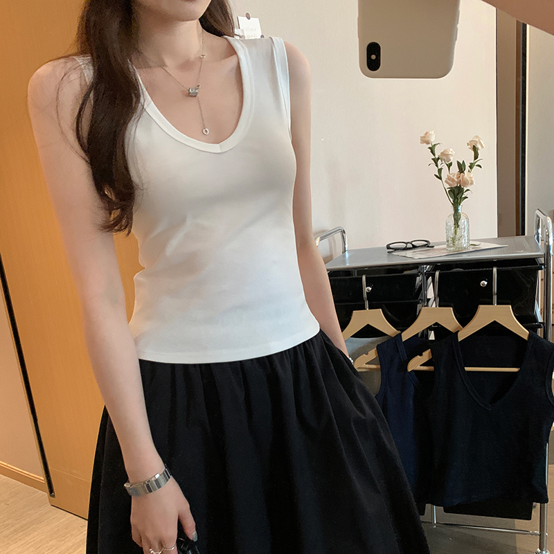 Real photos American hot girl sleeveless gray vest for women 2025 summer new slim fit super beautiful unique top