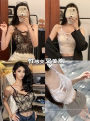 性感蕾絲吊帶背心女修身內搭帶胸墊純欲打底辣妹美背上衣
