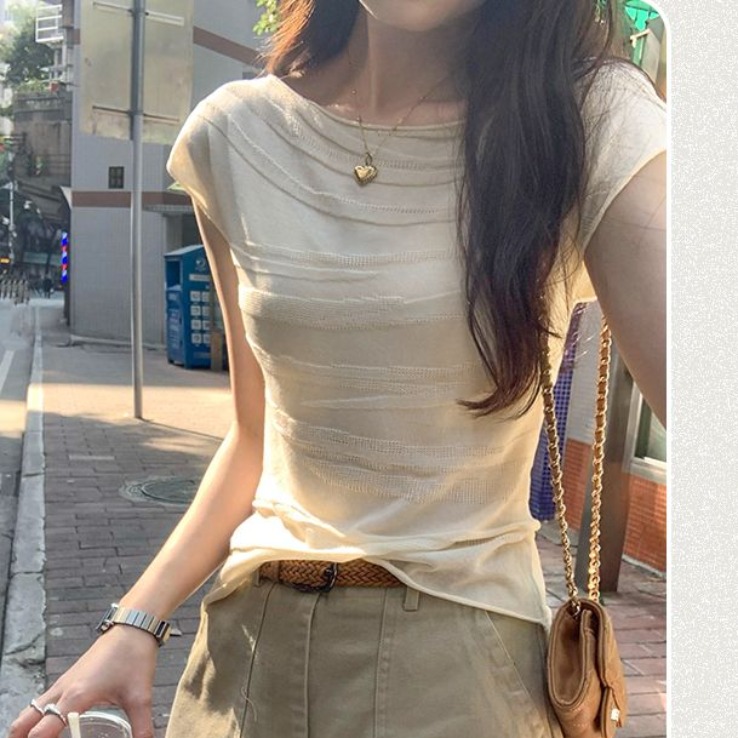 萊賽爾天絲坎肩無袖肌理感針織衫女2025夏季新款韓系小眾上衣