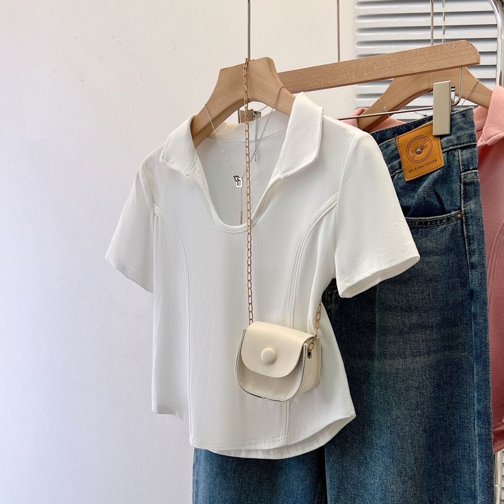 Real shot of 40 pieces of pure cotton 210g 92 cotton/8 spandex short sleeved t-shirt for women