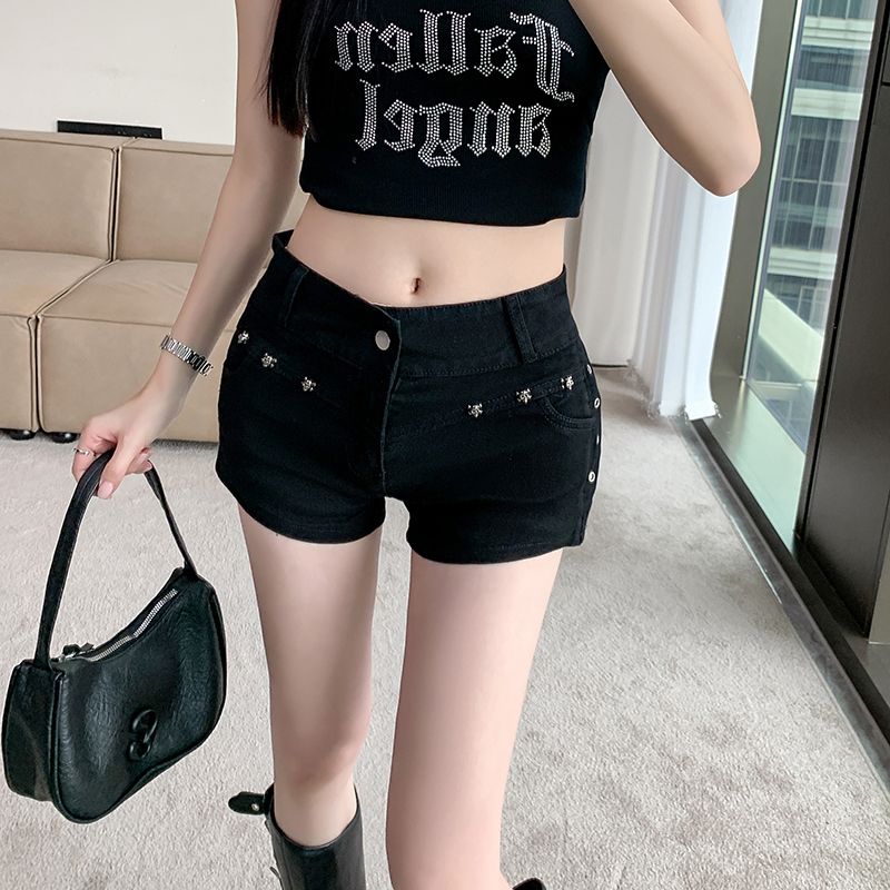 Real shot~ Women's 2025 summer sexy high-waist American tights straight pants hot pants