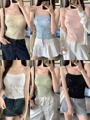 夏季新款簡約甜辣風蝴蝶結設計感背心吊帶打底外穿上衣