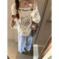 Sunscreen original fabric Korean off-shoulder long-sleeved T-shirt for women in summer pure and loose design niche top