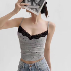 Sexy Lace Spliced Polka Dot Strapless Vest Women's Summer Hot Girl Slimming Slimming Outerwear 