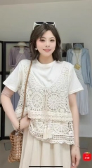 波西米亞鏤空針織吊帶上衣女夏季2025新款外搭無袖背心馬甲