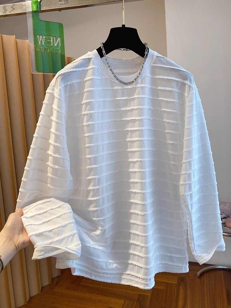 Solona neckline + original fabric extra large size 240 catties design wavy striped T-shirt for women