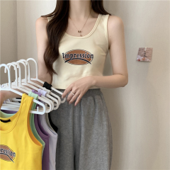 Real photos of pure cotton hot girl suspender vest women