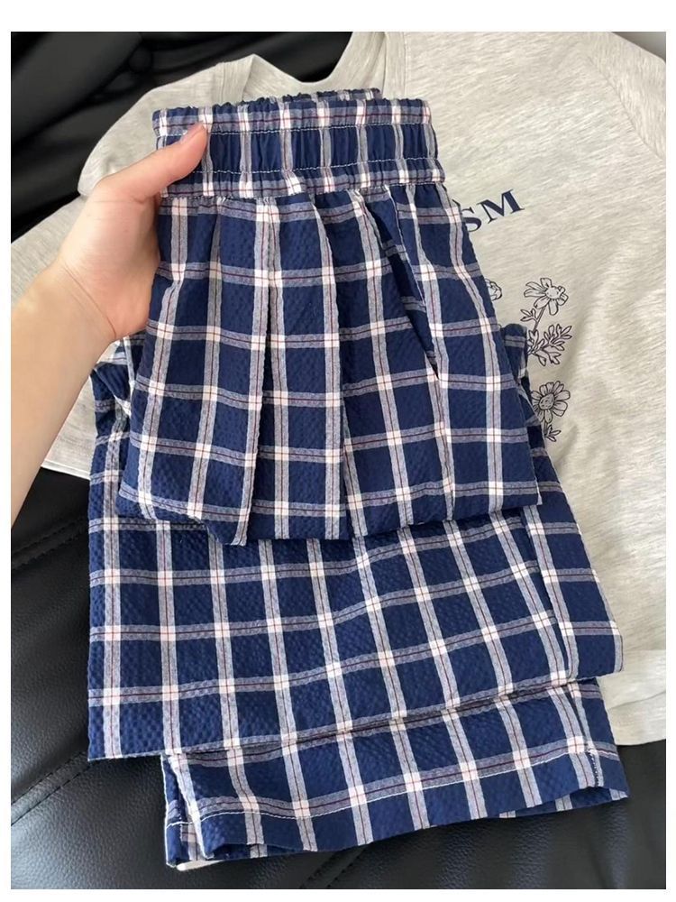 The same plaid pants for women in 2025 new style of polka douge plaid slack and relaxed versatile retro wide-leg pants