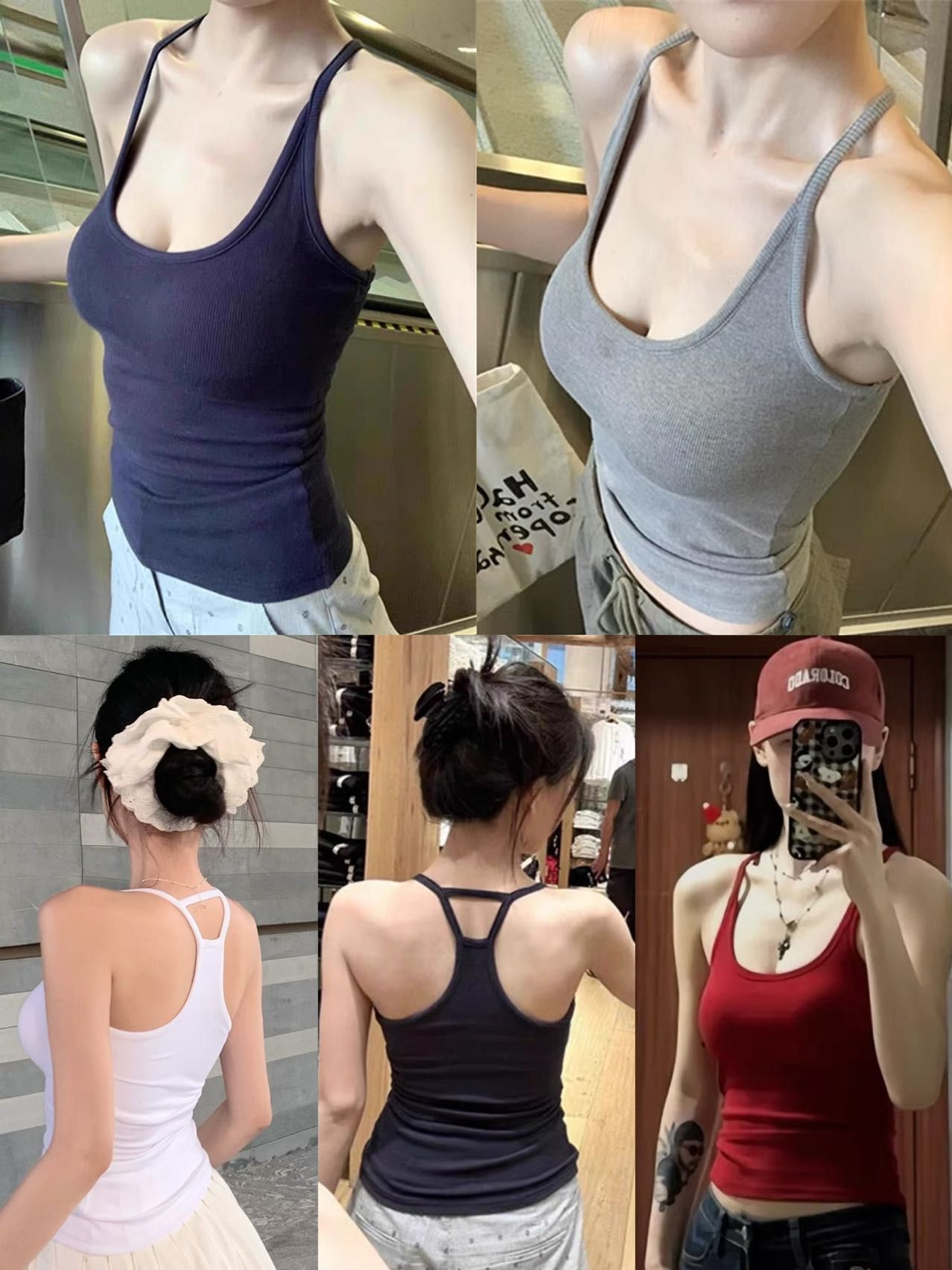 甜辣妹性感露背收腰顯瘦吊帶背心女帶胸墊瑜伽服百搭健身上衣