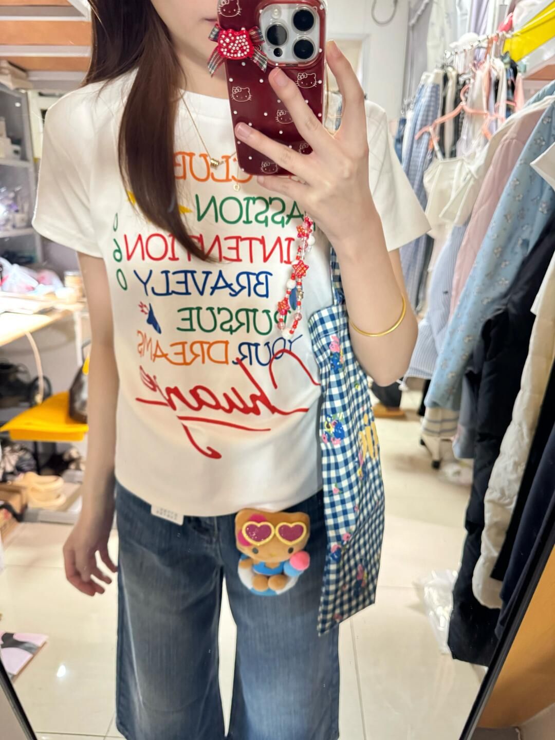 200克純棉短袖t恤女夏2025新款中長修身印花圓領上衣大碼女裝