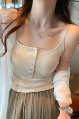Short style with chest pad suspender for women's inner wear 2025 summer outer wear bottom vest beautiful back bra whole blouse