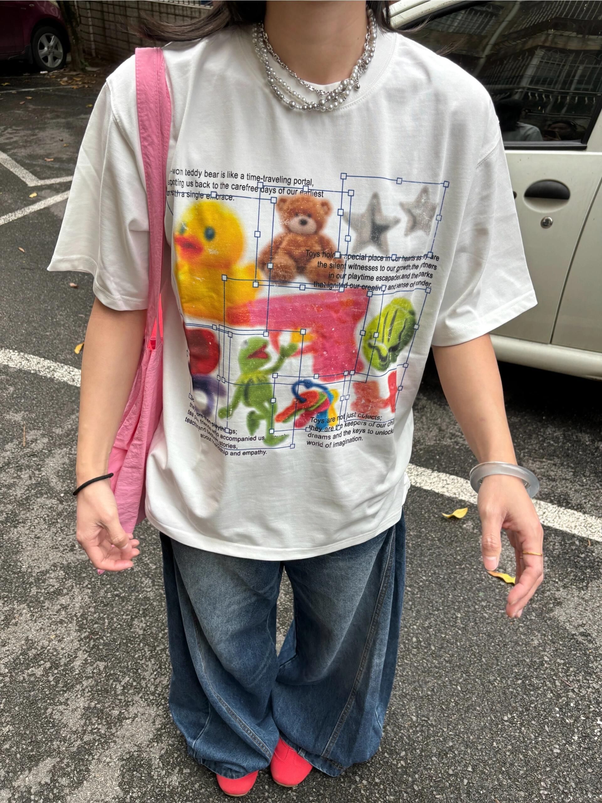200克純棉短袖t恤女夏2025新款中長修身印花圓領上衣大碼女裝