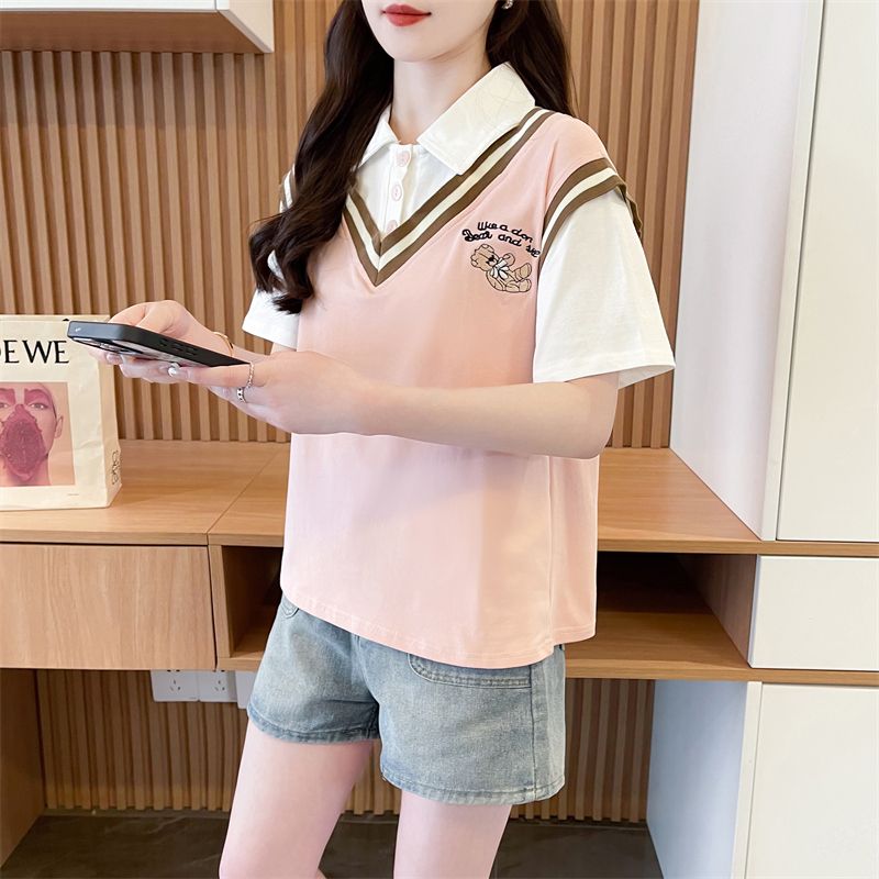 首發實拍1×1酷絲棉韓版撞色條紋2025夏季短袖T恤女