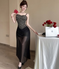 Real photos of Kardashian fishtail suspender dress for women with high-end temperament birthday dress