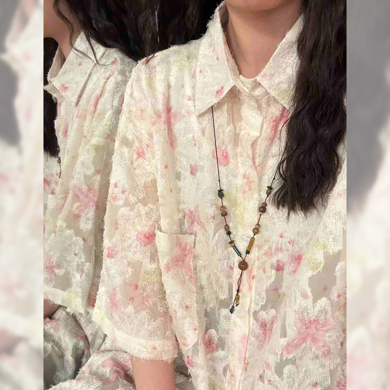 夏季設計感提花2025新款短袖POLO領襯衫女