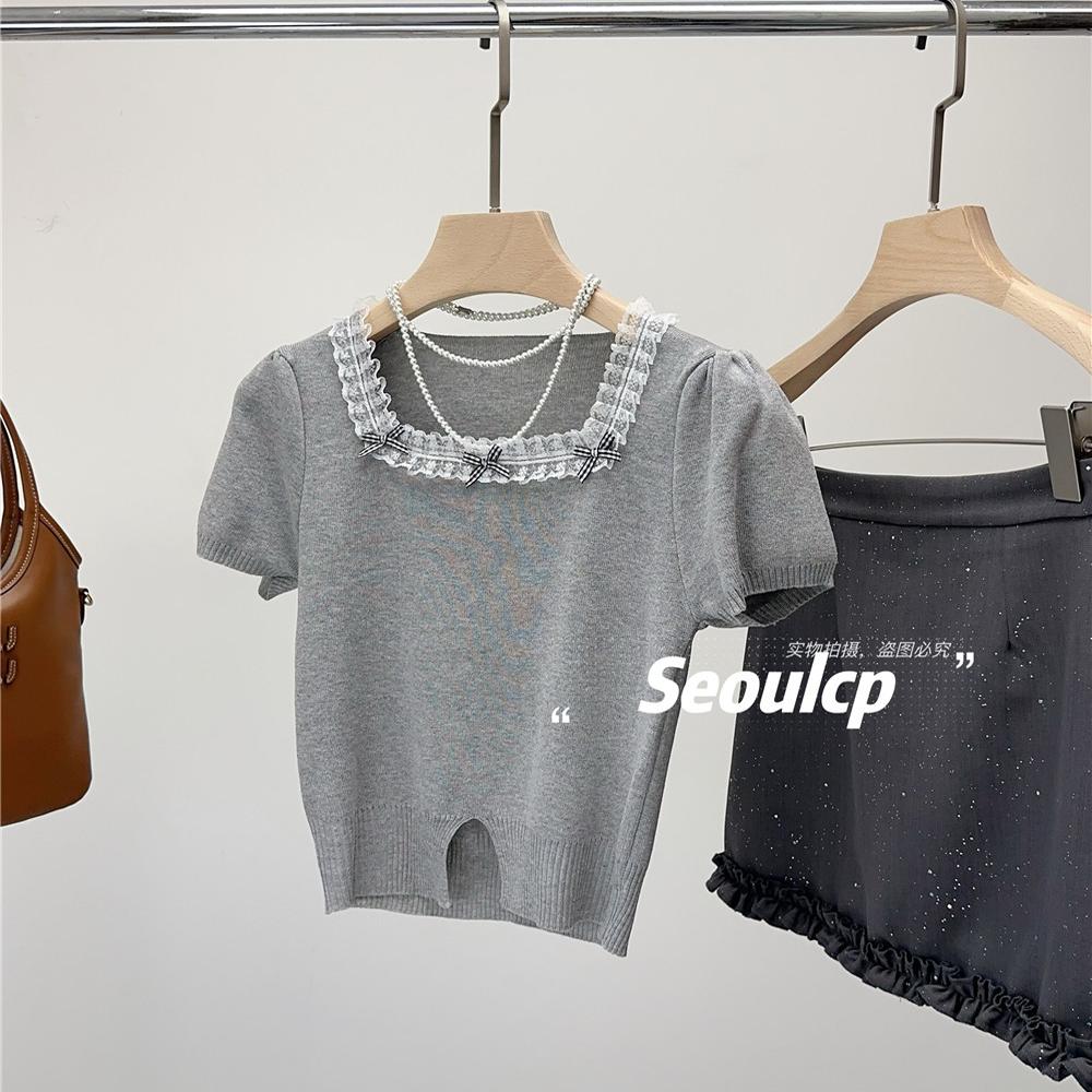 Liberin sisy knitted vest cotton linen blended rope sleeveless wide shoulder strap inner strap spring new top for women
