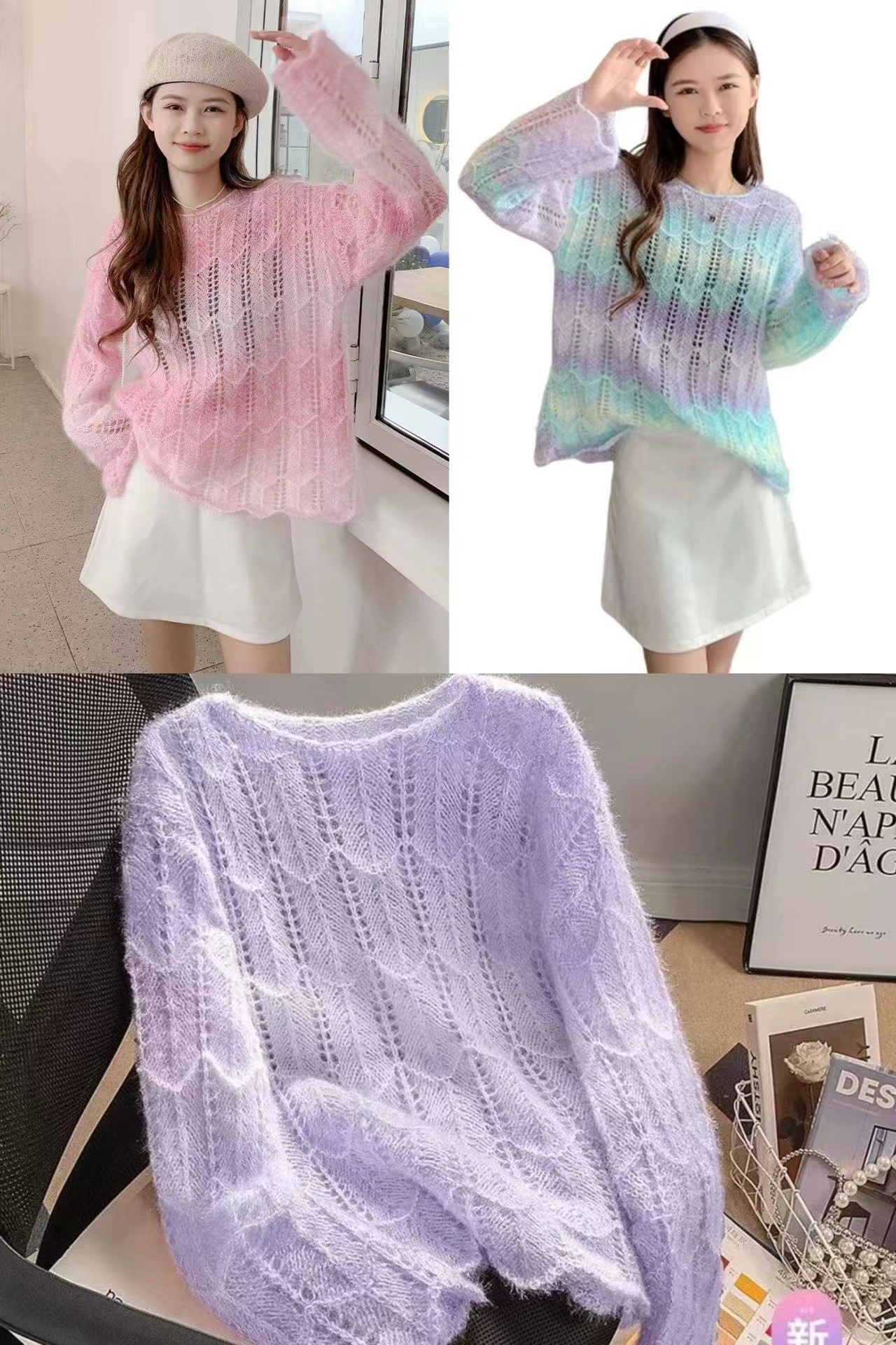 Soft and glutinous pullover sweater for women loose outerwear niche design casual versatile thick warm sweater bf