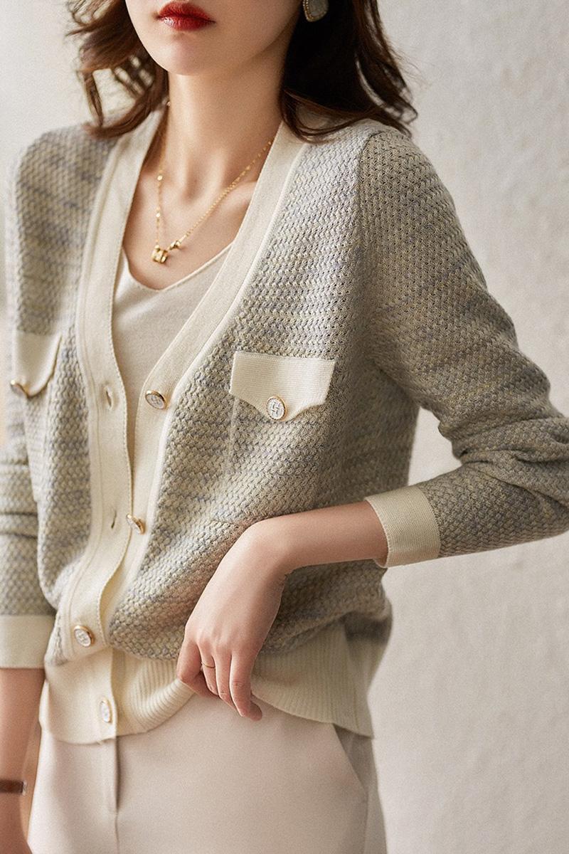 Tender temperament knitted cardigan for women 2025 spring new small short wool blend jacket