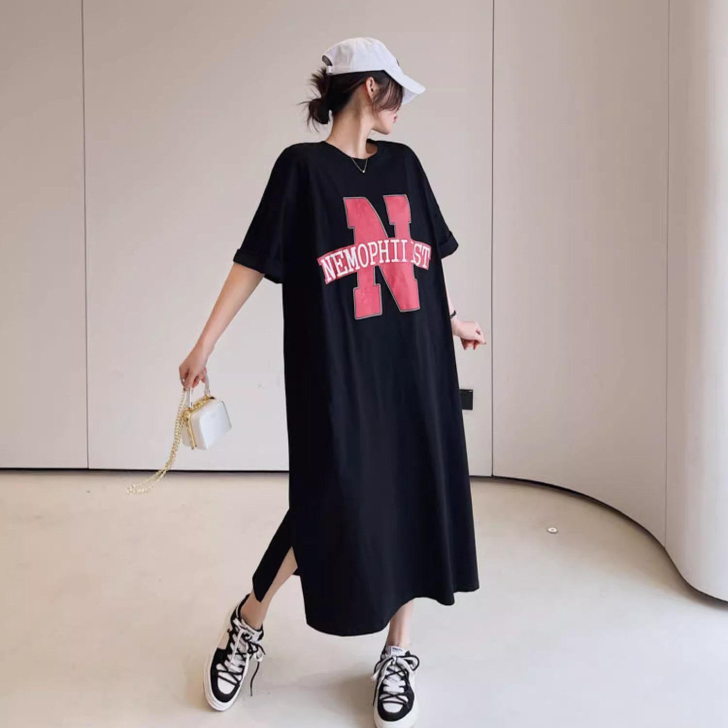 首發胖mm大碼女裝純棉洋氣寬鬆顯瘦減齡新款休閒連衣裙夏裝