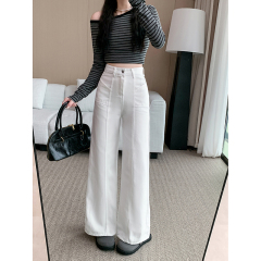 Real shot~ Women's 2025 spring new wide-leg pants loose and slim straight casual pants