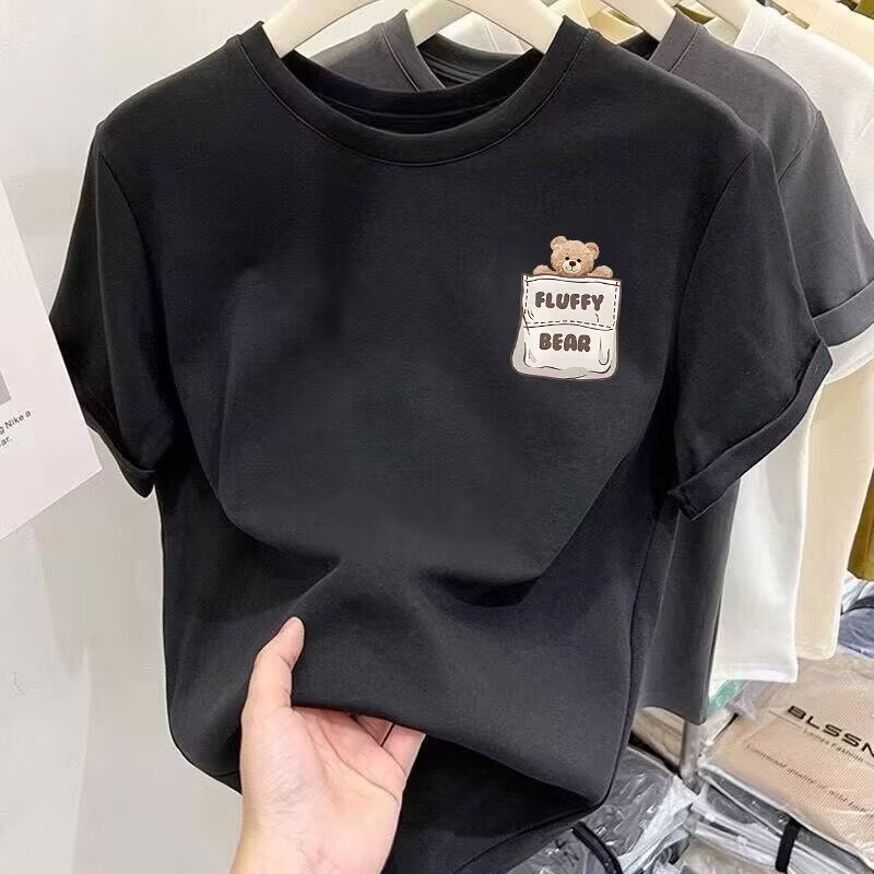 Summer couple trend half-print men and women loose T-shirt oversize tops new