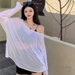 180g men's cotton modal original fabric Korean new loose long-sleeved T-shirt sunscreen top air conditioning shirt