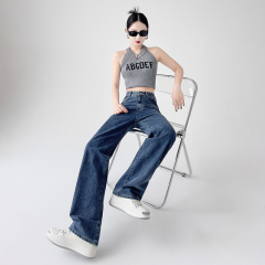 闊腿牛仔褲女高腰2025年春秋季新款顯瘦窄版寬鬆拖地小個子直筒褲