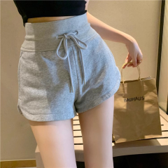 Official picture Pure cotton Hua cotton 310g sports casual pants for women in summer Korean version of A-line high waist loose wide-leg beach hot pants