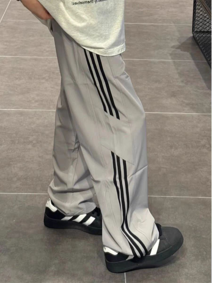Side splicing three-bar quick-drying straight trousers for women's spring and summer new style of charge pants for students' casual sports pants