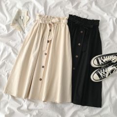 ins high waist skirt 2025 spring and summer new women's clothing Korean version versatile elastic waist mid-length A-line skirt