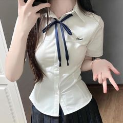 Original Kojima JK waist-closed short-sleeved shirt slim uniform college style Japanese slim and pure slutty shirt
