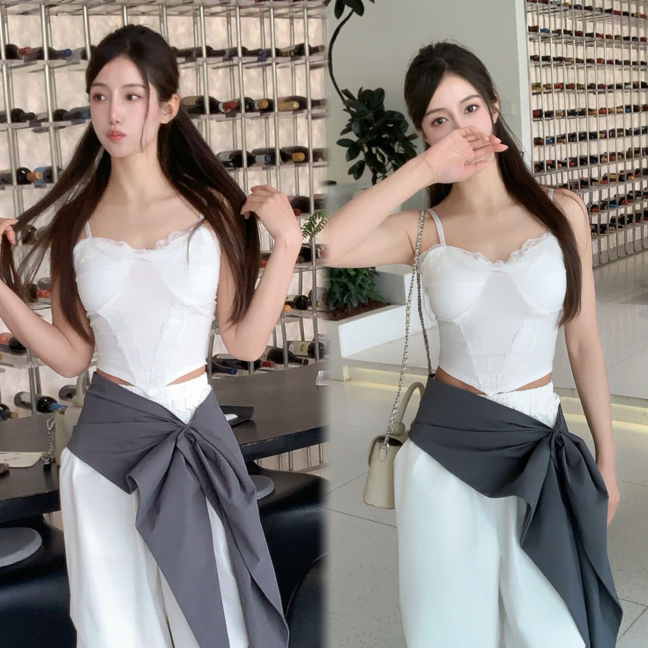 New summer lace splicing design is pure and slim and sexy sleeveless