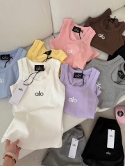 Korean chic summer style niche North American alo letter print sports yoga fitness slimming suspender vest women