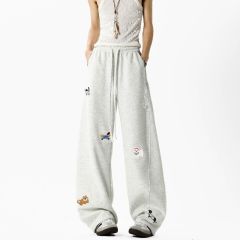 New fun puppy patch embroidered wide-leg pants for men and women straight pants draped high-end casual pants scimitar scrubber trousers trendy