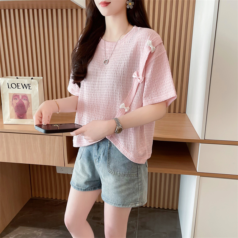 實拍炸街質量棉質短袖t恤女夏潮新款圓領上衣大碼女裝