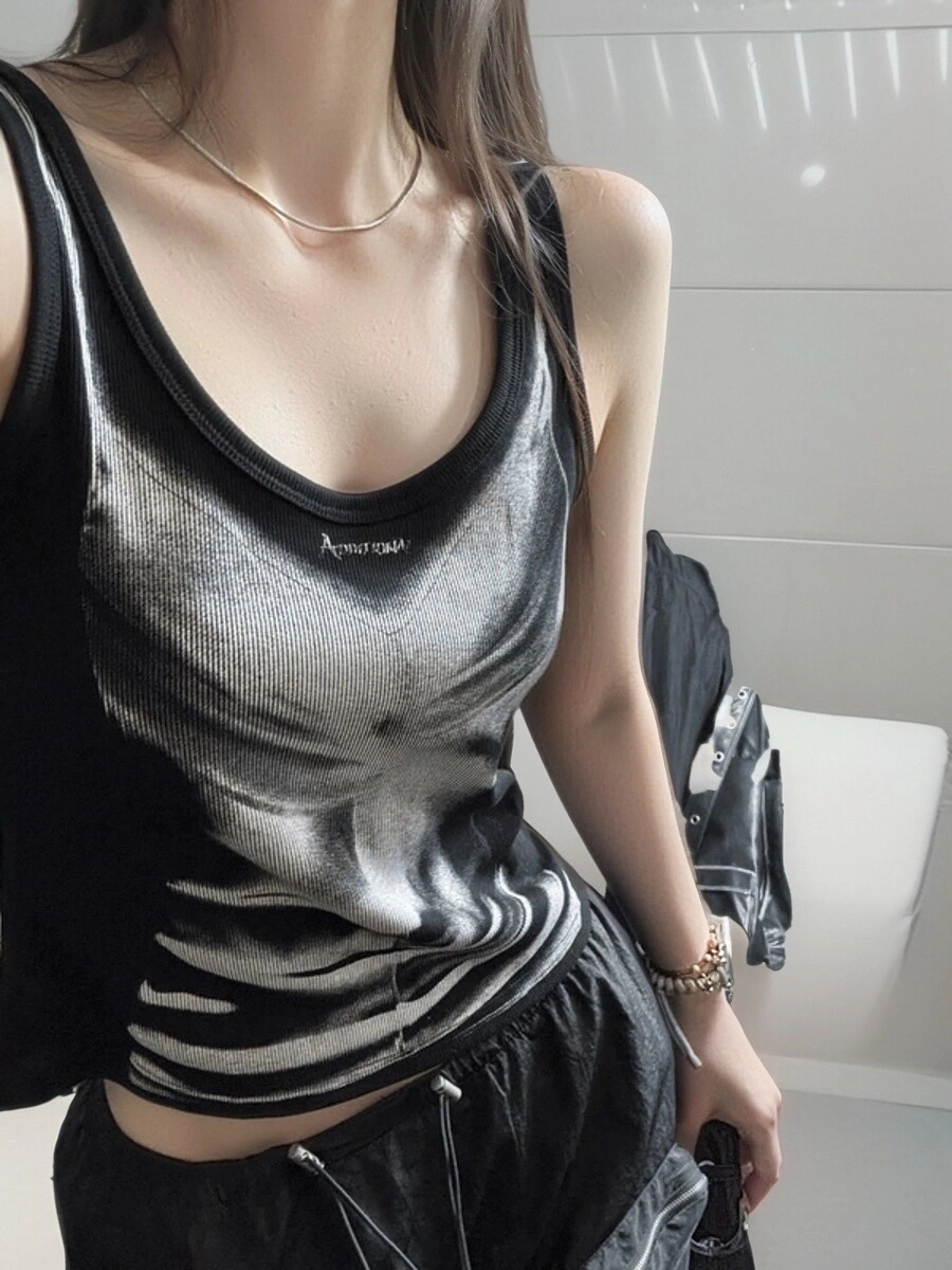 Modal fabric 260g contrast vest for women slim fit short