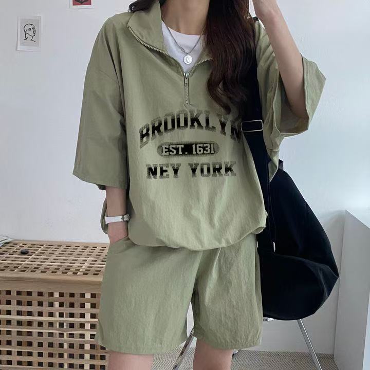 Korean sportswear suit for women's new summer shorts shorts casual running two pieces