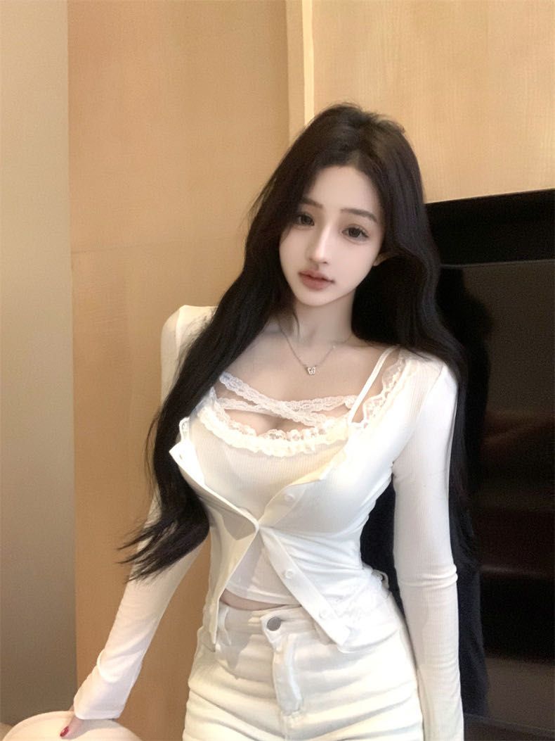 純欲風蕾絲邊吊帶背心性感修身顯瘦背心內搭打底上衣