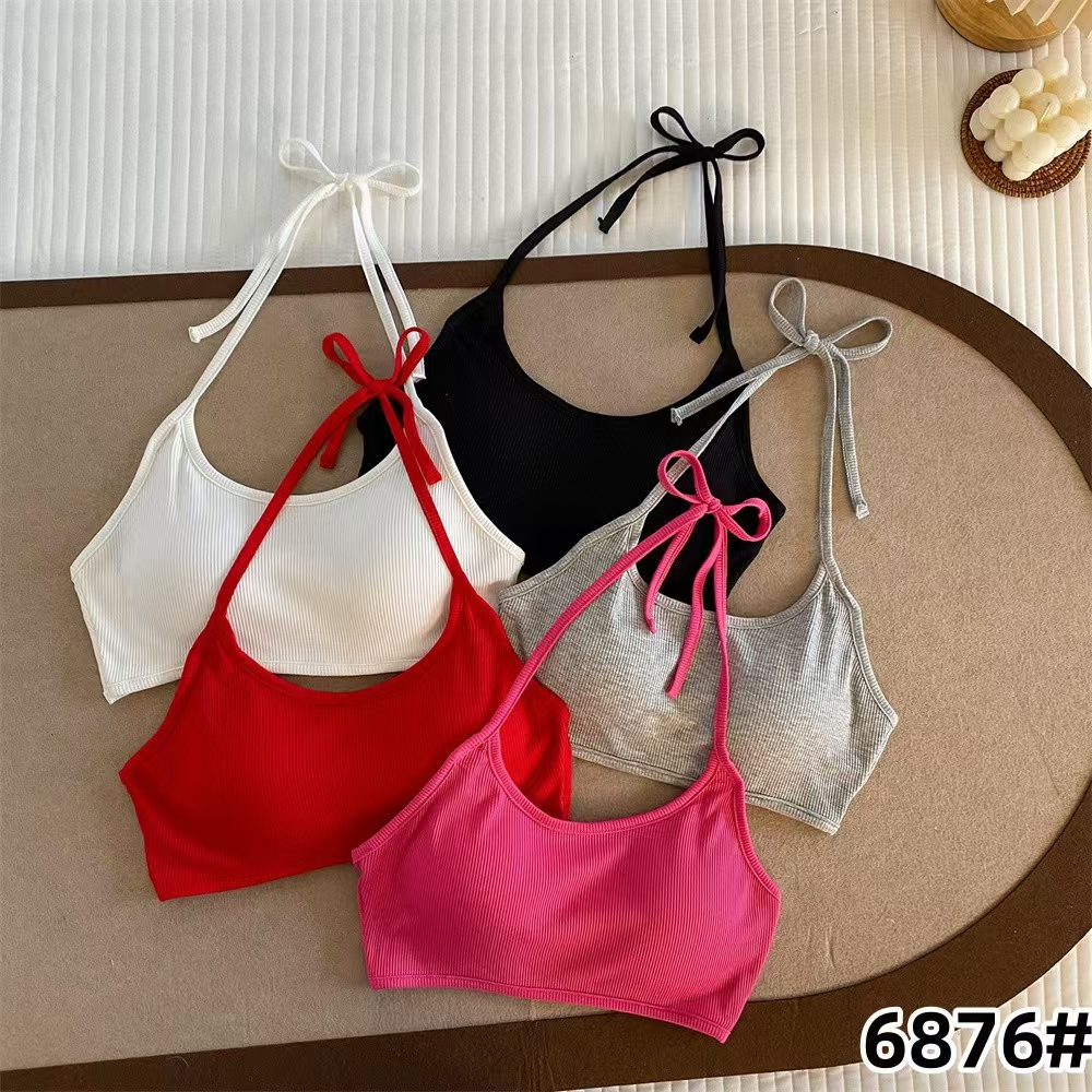 ~Vacation style straps, neck halter vest for women in summer, sexy pure and sexy short style with chest pad