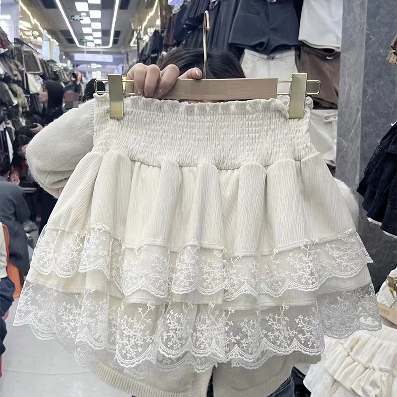 Pure versatile lace splicing cake layer princess skirt women's sweet cake skirt short skirt